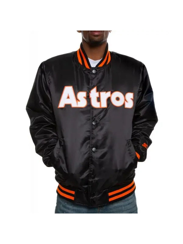 Black Astros Starter Bomber Jacket