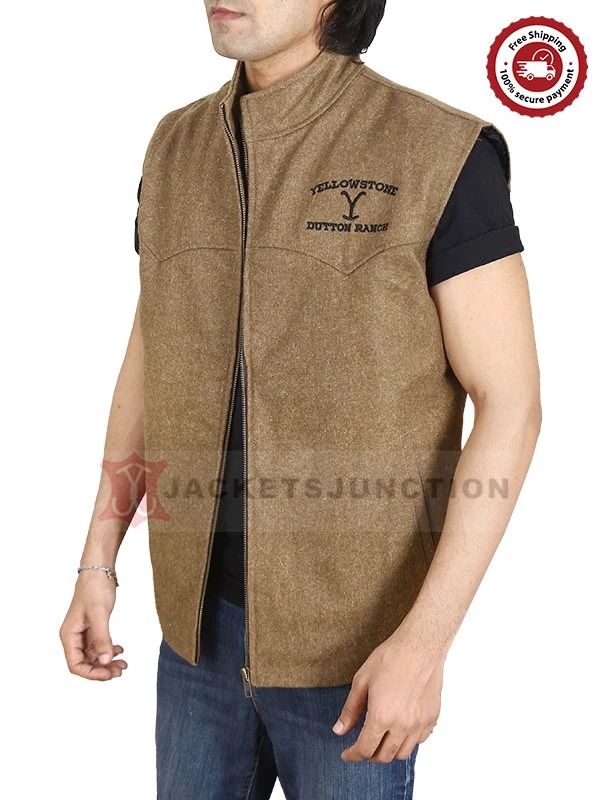Kevin Costner Yellowstone S03 Brown Vest | TV jacket