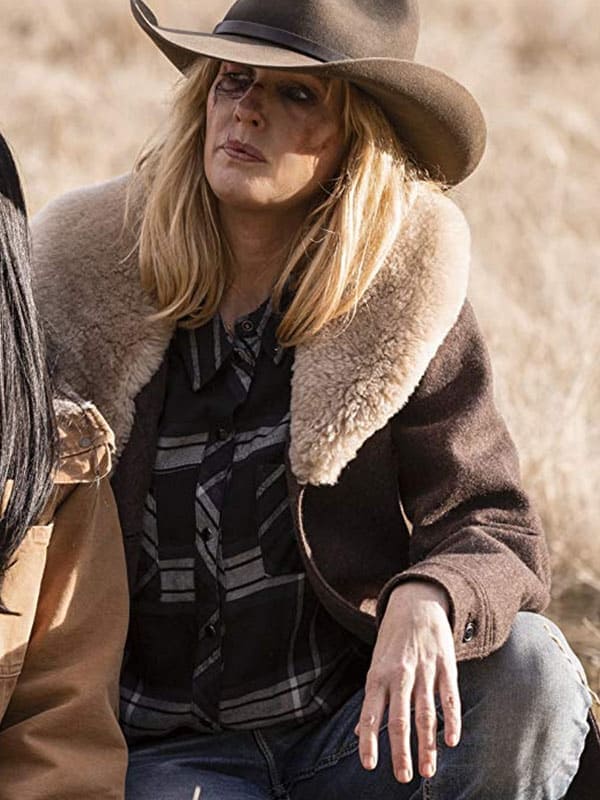 Yellowstone Beth Dutton Fur Coat Brown Wool Blend | TV jacket